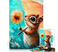 Puzzle da 1000 pezzi con scoiattolo, fiore e ombrello sotto la pioggia, ideale per ragazzi, gioco di abilità mentale, svago e divertimento, design elegante, regalo 50x75cm