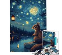 Puzzle da 1000 pezzi con scoiattolo sotto un cielo stellato ideale per compleanni e Natale Decorazione perfetta giocattolo fai da te adatto a partire dai 14 anni (50x75cm)