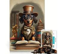 Puzzle da 1000 pezzi con scritta "Smart Dachshund Dog School" per adulti, gioco di puzzle stimolante per la mente, ideale per rilassarsi e creare un'atmosfera rilassante Decorazione murale 50x75cm