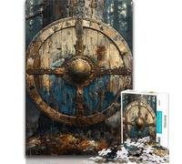 Puzzle da 1000 pezzi con scudo da cavaliere vichingo per adolescenti, aiuta il cervello a esercitare i giocattoli avvincenti per coltivare la pazienza, un'opera d'arte 50x75cm