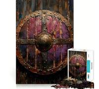 Puzzle da 1000 pezzi con scudo vichingo tradizionale, taglio premium, gioco per lo sviluppo della mente, divertimento e pace, regalo di compleanno (50x75cm)