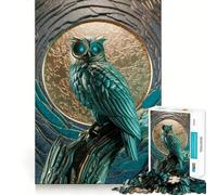 Puzzle da 1000 pezzi con scultura di gufo turchese per adolescenti, gioco intelligente e rilassante, assemblaggio di modelli, lista dei desideri di Babbo Natale 38x52cm