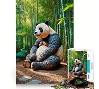 Puzzle da 1000 pezzi con scultura di panda nella foresta di bambù, ideale per adolescenti Migliora la memoria, è un hobby tranquillo e richiede precisione Regalo di compleanno (38x52cm)