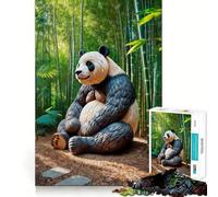 Puzzle da 1000 pezzi con scultura di panda nella foresta di bambù, ideale per ragazzi, un gioco divertente e stimolante per la mente Un'opera d'arte da collezione (50x75cm)