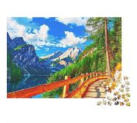 Puzzle da 1000 pezzi con sentiero di montagna e lago, ponte rosso, per adulti, gioco educativo, bella decorazione, difficile, stimolante, regalo di compleanno, 52x38cm/1000pcs