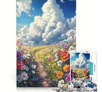 Puzzle da 1000 pezzi con sentiero fiorito e paesaggio naturale, gioco educativo, antistress, compleanno e Natale 38x52cm