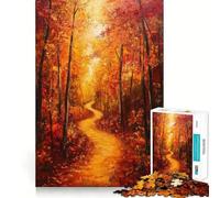 Puzzle da 1000 pezzi con sentiero nella foresta autunnale,incastro preciso,gioco di logica,gioco di pensiero,rilassante,regalo di Natale artistico (38x52cm)
