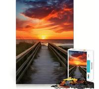 Puzzle da 1000 pezzi con sentiero sulla spiaggia al tramonto per adolescenti, gioco di logica semplice, svago facile, taglio perfetto, regalo di compleanno 38x26cm
