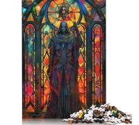 Puzzle da 1000 pezzi con sentinella in vetro colorato per adulti, regalo di Halloween, puzzle per adulti, decorazioni e regali unici per la casa, 1000 pezzi (38x26 cm)