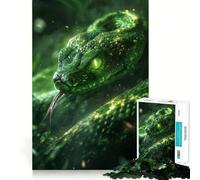 Puzzle da 1000 pezzi con serpente al neon verde per adulti e ragazzi, gioco di logica, divertente da giocare insieme, taglio preciso, (38x26cm)