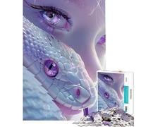 Puzzle da 1000 pezzi con serpente bianco e ragazza Gioco avvincente per coltivare la pazienza antistress regalo di compleanno (dimensioni 38x26cm)