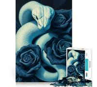 Puzzle da 1000 pezzi con serpente bianco e rose blu per ragazzi,divertente da giocare,con incastro perfetto e senza spazi vuoti,ideale per il divertimento in famiglia (38x52cm)