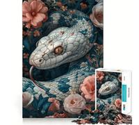 Puzzle da 1000 pezzi con serpente bianco in fiore per adolescenti,divertente da giocare,ad incastro perfetto,senza spazi vuoti,ideale per una serata in famiglia (38x26cm)