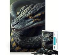 Puzzle da 1000 pezzi con serpente nero,disegno ritagliato con precisione,sfida intelligente e divertente,gioco per il tempo libero,regalo decorativo natalizio 38x52cm