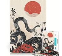 Puzzle da 1000 pezzi con serpente nero e fiori,disegno ritagliato con precisione,sfida intelligente e divertente,gioco per il tempo libero,regalo decorativo natalizio 38x26cm
