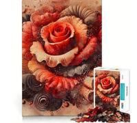 Puzzle da 1000 pezzi con sfondo astratto di rose rosse per adulti, ideale per migliorare la memoria, per un divertimento rilassante e per un regalo di Natale con bordi netti (38x26cm)