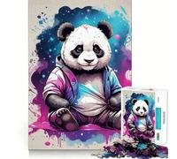 Puzzle da 1000 pezzi con sfondo colorato a tema panda per ragazzi, gioco di logica e abilità, morbido e rilassante, taglio preciso, regalo prezioso (38x52cm)
