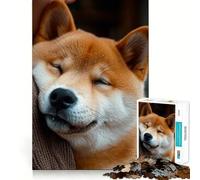 Puzzle da 1000 pezzi con Shiba Inu addormentato per adulti, gioco di logica, gioco al chiuso, taglio di precisione, regalo prezioso 38x52cm
