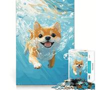 Puzzle da 1000 pezzi con Shiba Inu che nuota sott'acqua, ideale per adolescenti Gioco di logica semplice e divertente, perfetto per il tempo libero, ideale come regalo di compleanno 50x75cm