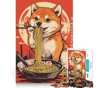 Puzzle da 1000 pezzi con Shiba Inu e ramen, Giappone, per adulti Gioco stimolante e divertente, taglio preciso, regalo speciale 38x52cm