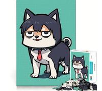 Puzzle da 1000 pezzi con Shiba Inu in abito elegante, ideale per adolescenti, per migliorare la memoria, rilassare la mente e creare opere d'arte di alta qualità 50x75cm
