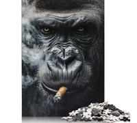 Puzzle da 1000 pezzi con sigaro fumante di gorilla, puzzle per adulti, difficoltà elevata, gioco educativo, giocattolo, regali di Natale, 1000 pezzi (75x50 cm)