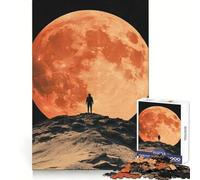 Puzzle da 1000 pezzi con silhouette contro la luna rossa, ideale per adulti, un gioco di allenamento mentale divertente da fare insieme, con taglio di precisione 50x75cm