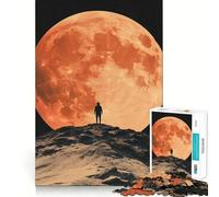 Puzzle da 1000 pezzi con silhouette contro la luna rossa, ideale per adulti, un gioco di allenamento mentale divertente da fare insieme, con taglio di precisione 50x75cm