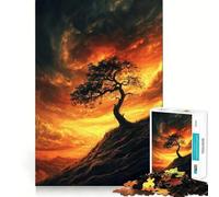 Puzzle da 1000 pezzi con silhouette di albero al tramonto, ideale per ragazzi, gioco di logica e svago, con bordi sottili, regalo speciale 50x75cm