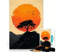 Puzzle da 1000 pezzi con silhouette di albero al tramonto per adolescenti, gioco per l'esercizio mentale, relax e design, da assemblare, lista dei desideri di Babbo Natale 38x26cm