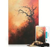 Puzzle da 1000 pezzi con silhouette di albero al tramonto, per adulti, gioco di logica, per interni, taglio di precisione, regalo prezioso 38x26cm
