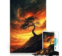 Puzzle da 1000 pezzi con silhouette di albero al tramonto per adulti ideale per stimolare la memoria e per il divertimento in famiglia con un disegno da assemblare perfetto per i desideri di Babbo