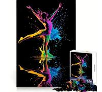 Puzzle da 1000 pezzi con silhouette di ballerina arcobaleno per adulti, gioco di logica, calma e relax, taglio preciso, oggetto ideale per i desideri di Babbo Natale (38x52cm)