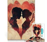 Puzzle da 1000 pezzi con silhouette di coppia in un cuore, ideale per adulti, gioco di logica, svago e relax a casa, con tagli precisi, regalo perfetto 38x52cm