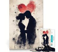 Puzzle da 1000 pezzi con silhouette di coppia innamorata per adolescenti, giocattolo intelligente per il tempo libero, taglio preciso, regalo stagionale 50x75cm