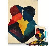 Puzzle da 1000 pezzi con silhouette di coppia queer che si bacia, ideale per adolescenti, gioco di logica, leggero e rilassante, taglio preciso, regalo classico 50x75cm