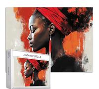Puzzle da 1000 pezzi con silhouette di donna africana per adulti sfondo tramonto puzzle colorato puzzle fai da te per la decorazione della casa regali puzzle famiglia perfetto per serate di gioco 70 ×