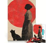 Puzzle da 1000 pezzi con silhouette di donna e gatto per adulti e ragazzi, ideale per migliorare la memoria, per un relax leggero e piacevole, con tagli nitidi e un regalo delizioso 38x26cm