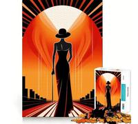 Puzzle da 1000 pezzi con silhouette di donna in rosso, ideale per adolescenti Gioco di logica semplice e divertente, perfetto per il compleanno 50x75cm