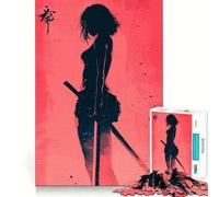 Puzzle da 1000 pezzi con silhouette di donna samurai per adolescenti, gioco di logica semplice e divertente, taglio perfetto, regalo di compleanno 38x52cm
