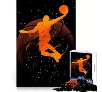 Puzzle da 1000 pezzi con silhouette di giocatore di basket che schiaccia a canestro,ideale per adulti Un'attività che stimola l'intelletto e l'abilità,perfetta per i momenti di relax Un regalo