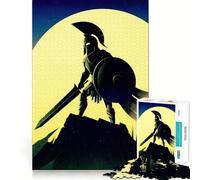 Puzzle da 1000 pezzi con silhouette di guerriero spartano per adolescenti, giocattolo antistress, taglio di alta qualità, regalo elegante 38x26cm