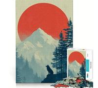 Puzzle da 1000 pezzi con silhouette di lupo e paesaggio montano per adulti Pensa,allena il gioco,incastra bene i pezzi,nessun pezzo si stacca alleviare lo stress (50x75cm)