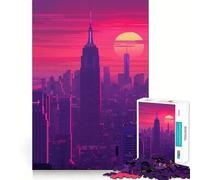 Puzzle da 1000 pezzi con silhouette di New York per adulti, gioco di logica e assemblaggio divertente, taglio preciso, regalo memorabile 50x75cm
