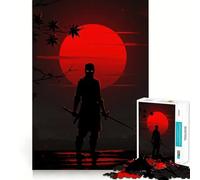 Puzzle da 1000 pezzi con silhouette di ninja e luna rossa, ideale per adolescenti Gioco di logica, passatempo rilassante, taglio perfetto, regalo classico 50x75cm
