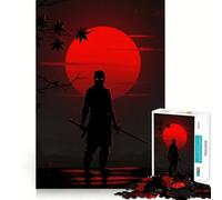 Puzzle da 1000 pezzi con silhouette di ninja e luna rossa, ideale per ragazzi, per migliorare la memoria e il tempo libero Pezzo unico con motivo natalizio 38x52cm