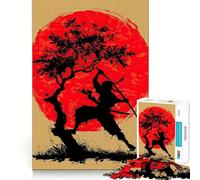 Puzzle da 1000 pezzi con silhouette di ninja sole rosso e albero per adulti ideale per stimolare la concentrazione perfetto per il tempo libero a casa o in casa con bordi netti regalo perfetto