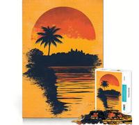 Puzzle da 1000 pezzi con silhouette di palma al tramonto per ragazzi, stimola la memoria, rilassante e divertente, con bordi precisi, un regalo pensato con cura 50x75cm