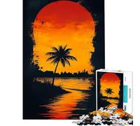 Puzzle da 1000 pezzi con silhouette di palma al tramonto sfida per l'intelligenza gioco coinvolgente regalo di compleanno regalo per l'amico segreto (dimensioni 38x52cm)
