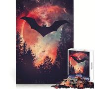 Puzzle da 1000 pezzi con silhouette di pipistrello e galassia per adulti, ideale per la pratica della logica e il tempo libero, con bordi netti e un regalo significativo (50x75cm)